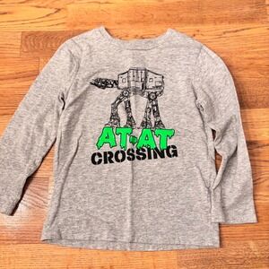 Spotted Zebra Star Wars AT AT Crossing‎ Long Sleeve T Shirt Kids 3T Grey